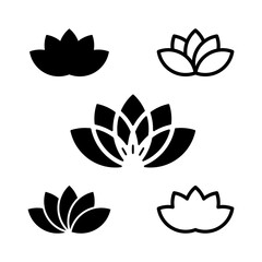 Lotus icon set in solid black trendy design style. Editable graphic resources for many purposes.