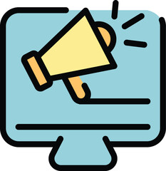 Obraz premium Online add icon. Outline Online add vector icon for web design isolated on white background color flat