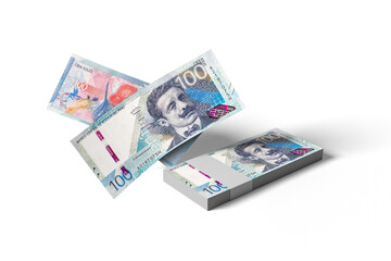 Obraz na płótnie Canvas wad of peruvian banknotes, peruvian currency on a white background in high resolution, winner of a raffle