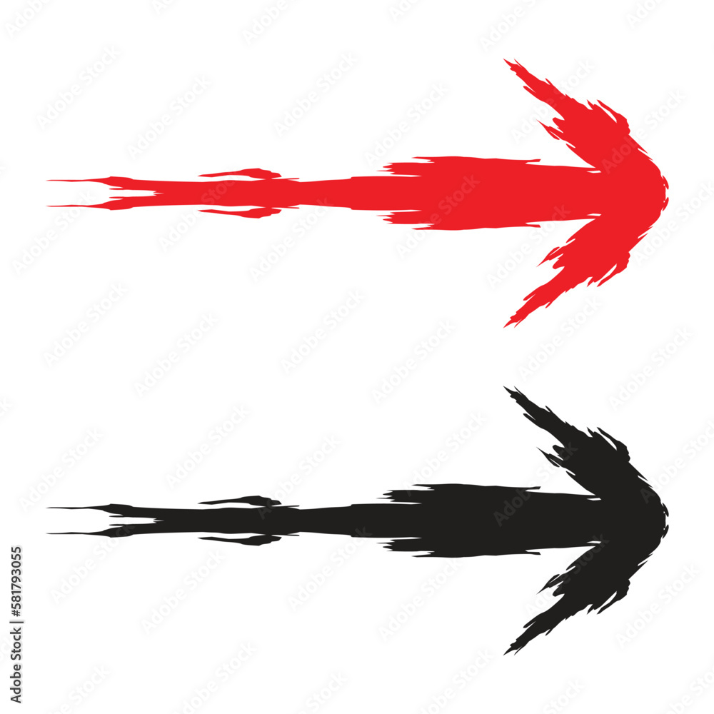Poster grunge arrow pointing right with hand drawn style for direction concept.