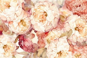 Flower watercolor pattern peony (AI generated)