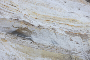 Natural clay quarry in spring in cloudy weather