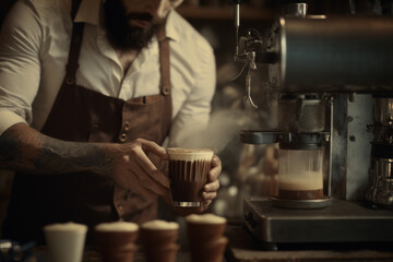 Generative AI of a barista making coffee