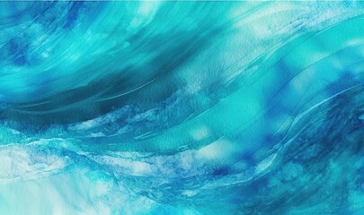 Fototapeta na wymiar a painting of blue and white waves in the ocean with a blue sky. generative ai