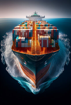 Navio de carga containers cargueiro gest&atilde;o da cadeia de abastecimento IA Generativa