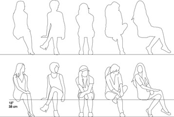 Vector illustration sketch of ideal size person sitting on a bench