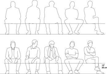 Vector illustration sketch of ideal size person sitting on a bench