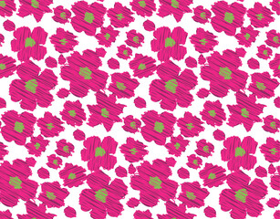 Abstract Scribble Florals Seamless Vector Pattern Hand Drawn Doodle Style Cute Design Trendy Fashion Colors Perfect for Allover Fabric Print or Wrapping Paper