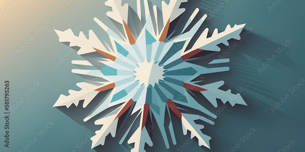 Poster simple snowflake drawing in two dimensions generative ai