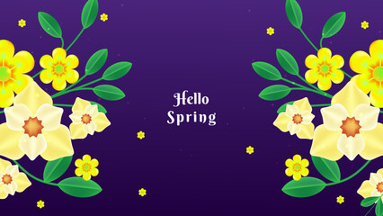 Fototapeta na wymiar Dark purple spring botanical flower floral illustration. Spring landscape background vector