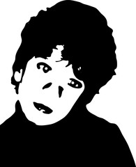 Little baby face stencil on a white background. Vector art.