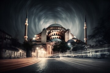 Fototapeta na wymiar illustration, from hagia sophia istanbul turkey generative ai.