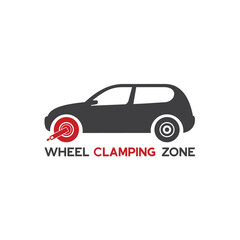 symbol of wheel clamping zone, road sign, vector art.