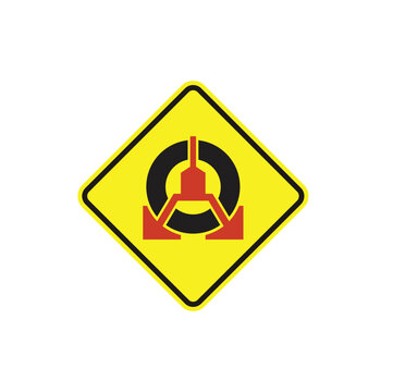 symbol of wheel clamping zone, road sign, vector art.