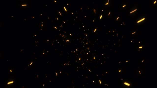 Loop animation  flow up glow orange fire particles sparks rising up on black abstract  background. Element for Isolated transparent video animation text with alpha channel using Quick time proress 444