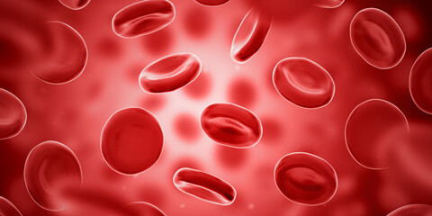 Red blood cells. Erythrocytes. 3d illustration.