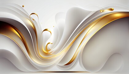 white and gold swirling background with a high quality luxury feel ideal for backdrops, generative ai
