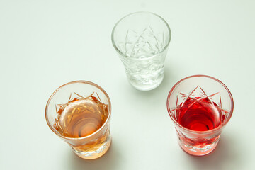 glasses with alcoholic beverages