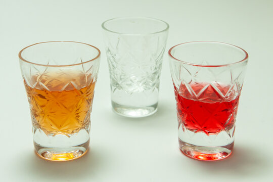 glasses with alcoholic beverages