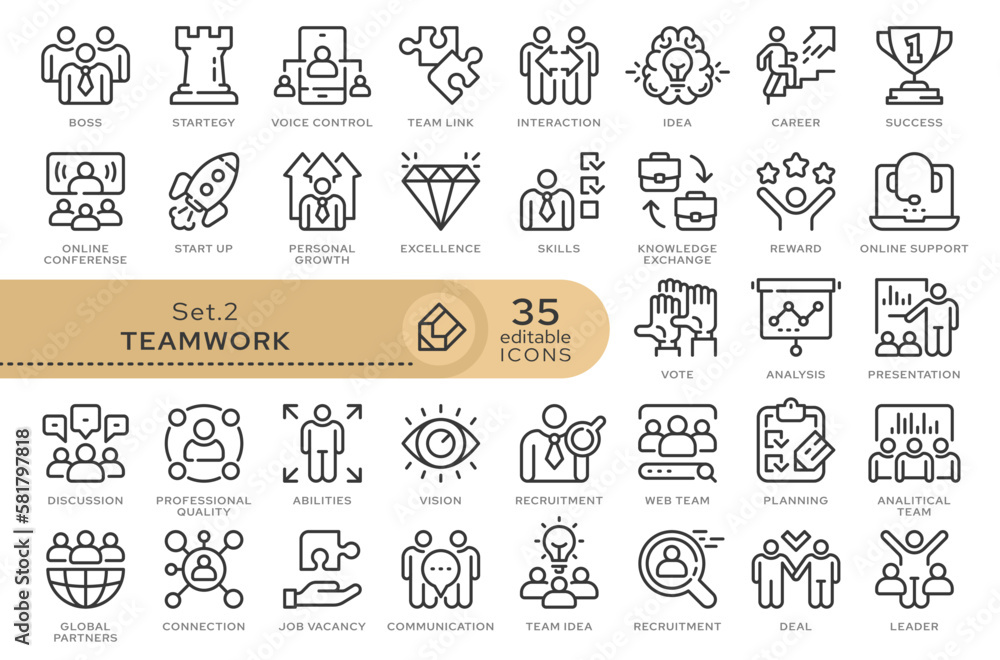 Fototapete set of conceptual icons. vector icons in flat linear style for web sites, applications and other gra