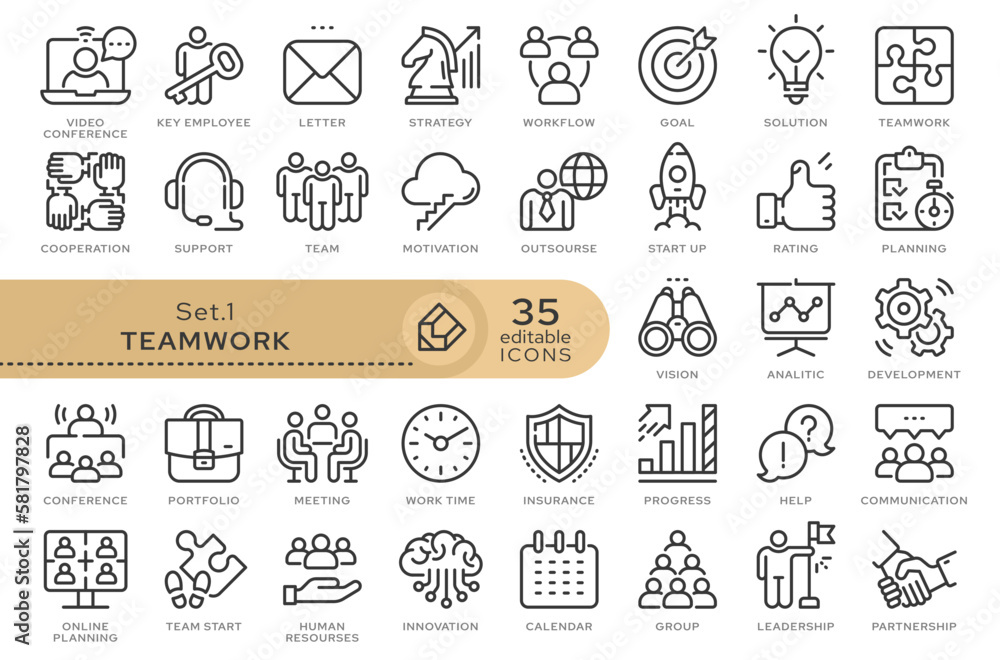 Fototapete set of conceptual icons. vector icons in flat linear style for web sites, applications and other gra