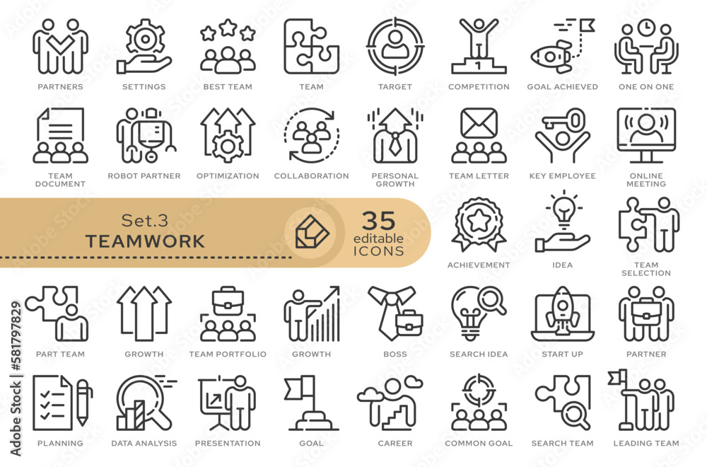 Aufkleber set of conceptual icons. vector icons in flat linear style for web sites, applications and other gra