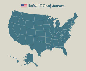 United States of America map. USA map with states. Vector illustration.