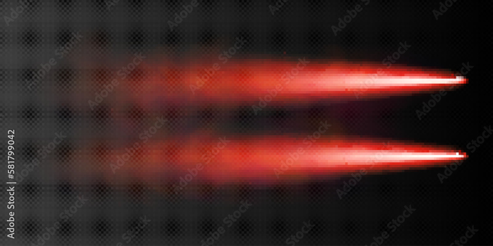 Poster red plane cloud smoke trail vector speed line isolated on transparent background. realistic airplane