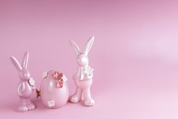 easter bunny family. easter spring card with place for subscription