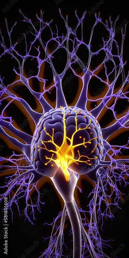 Poster image depicting a neuronal connection in a human brain generative ai