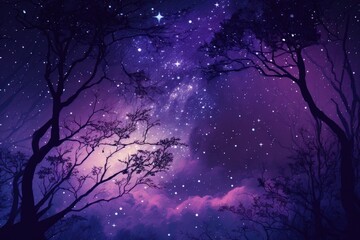 Stars in the night sky,purple background. Generative AI