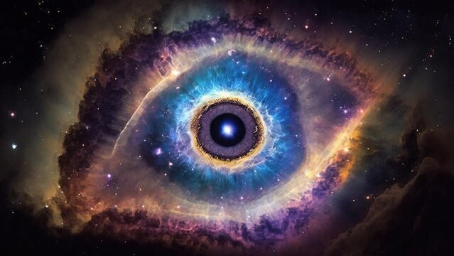 Eye of Providence in Cosmic Space Illuminati Abstract concept Deep Cosmos Looped Background Animation