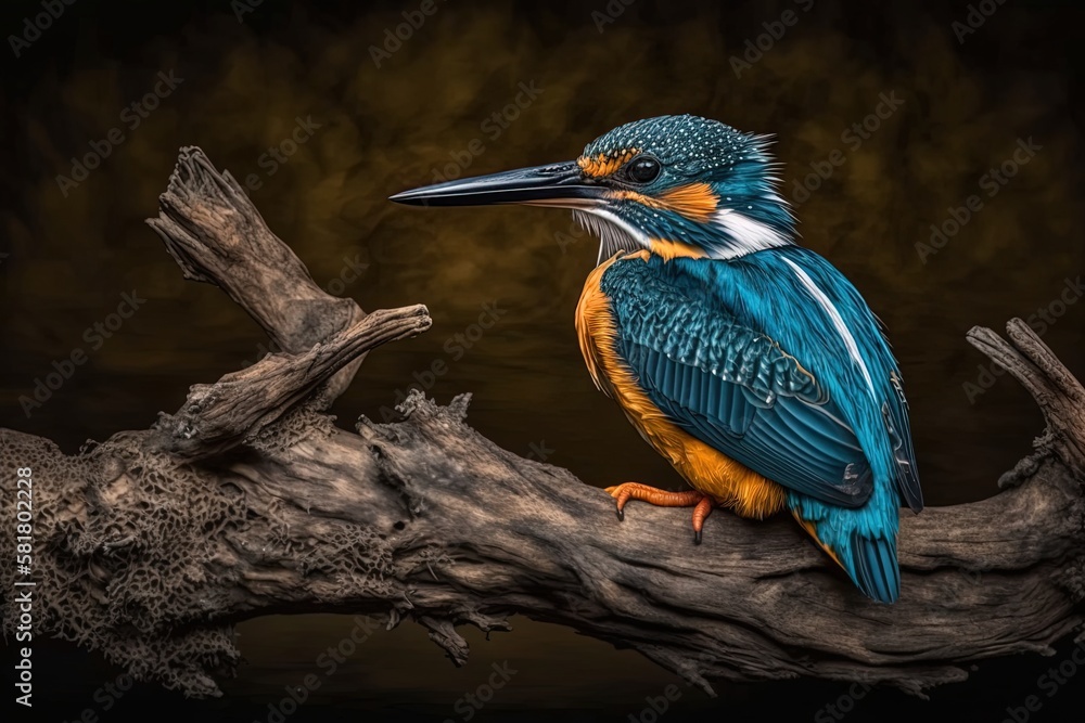 Poster this photograph uses selective focus to concentrate in on a typical kingfisher resting on a sturdy l