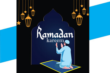 Ramadan banner with decorative islamic lanterns

