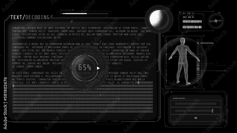 Poster animated infographics on the theme of text decoding.