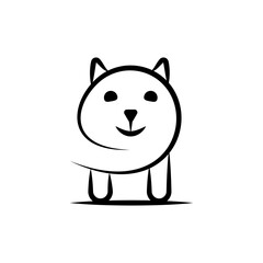 Funny cute cat. Line drawing style.