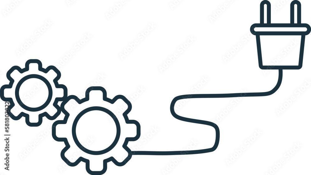 Poster plug and work line icon. monochrome simple plug and work outline icon for templates, web design and 