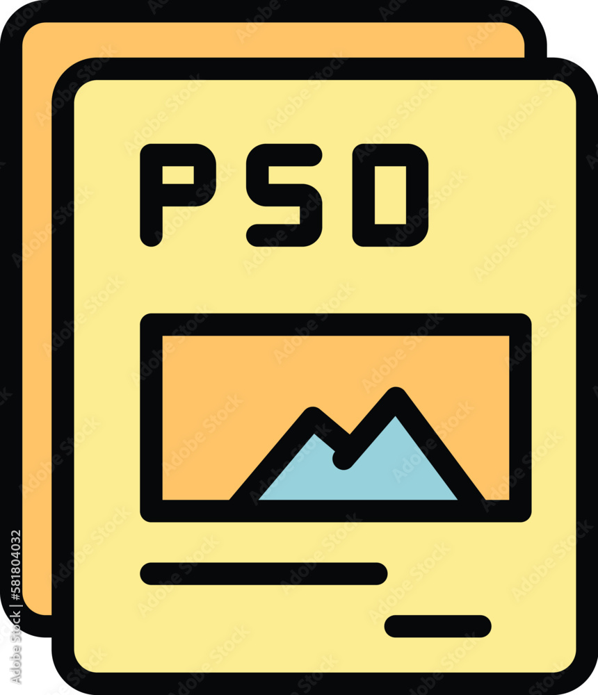 Poster psd document icon. outline psd document vector icon for web design isolated on white background colo