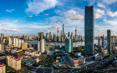 Aerial view of Shanghai city skyline with modern buildings, China. panoramic view.