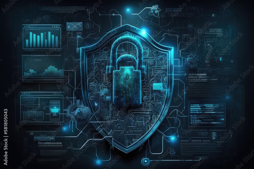Poster system for securing networks. information about personal data. information technology. cybersecurity
