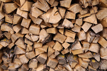 Laying chopped wood for the stove