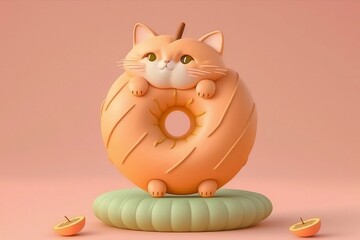 Cat Donut, 3D Illustration