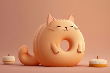 Cat Donut, 3D Illustration