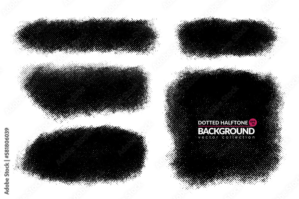 Poster vector hand drawn brush strokes with dotted halftone effect. monochrome design element. one color ar
