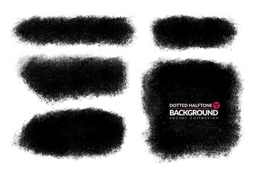 Vector hand drawn brush strokes with dotted halftone effect. Monochrome design element. One color artistic hand drawn backgrounds.