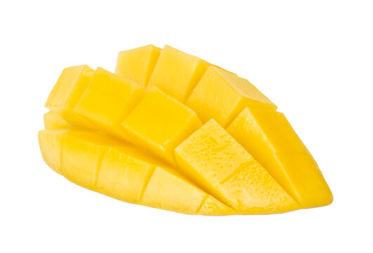 Sliced mango fruit isolated on transparent background, PNG image