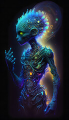 The Enigmatic Being: Unveiling the Mystery of the Wild and Mystical Alien Anthropomorphic Creature, AI Generative