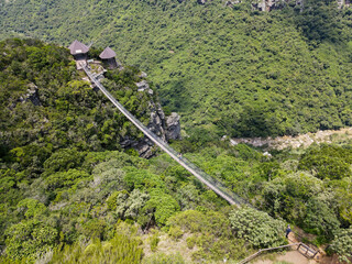 Drone view at the suspension bridge on Oribi gorge, South