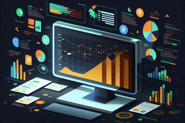 Business Analytics and Data Management System to make reports with KPI and metrics connected to the database. Corporate strategy for finance - generative ai