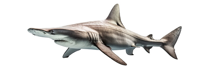 A hammerhead shark isolated on white background - Generative AI - obrazy, fototapety, plakaty